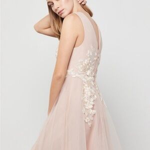 BCBGMaxAzria Blush Backless Dress with Floral Details